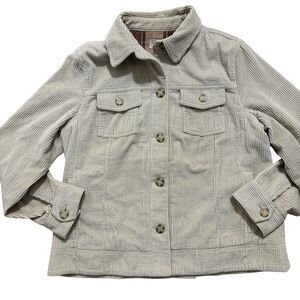 LL Bean Sz Large Wide Whale Corduroy Chore Barn Shirt Jacket Flannel Lined